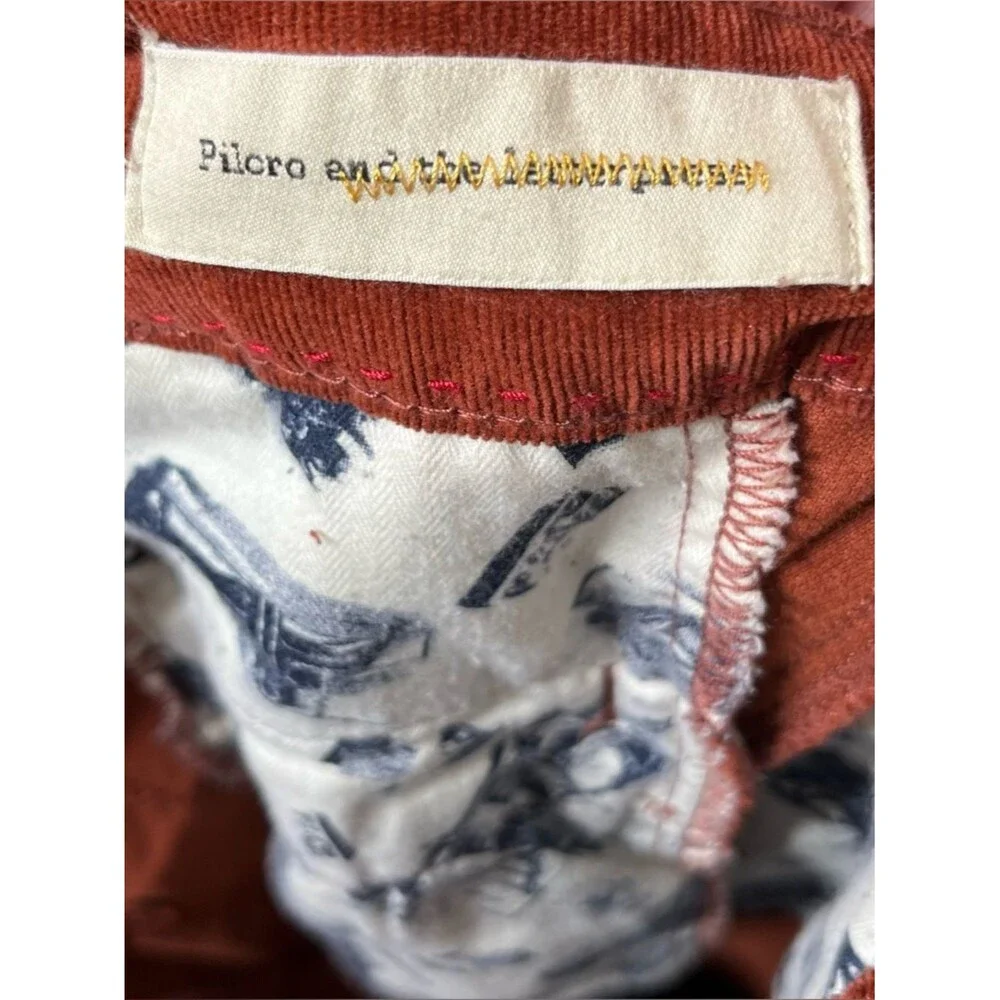 Anthropologie Pilcro Icon Flare Pants Womens 8 Rust Corduroy Mid Rise Retro Boho - Picture 11 of 13